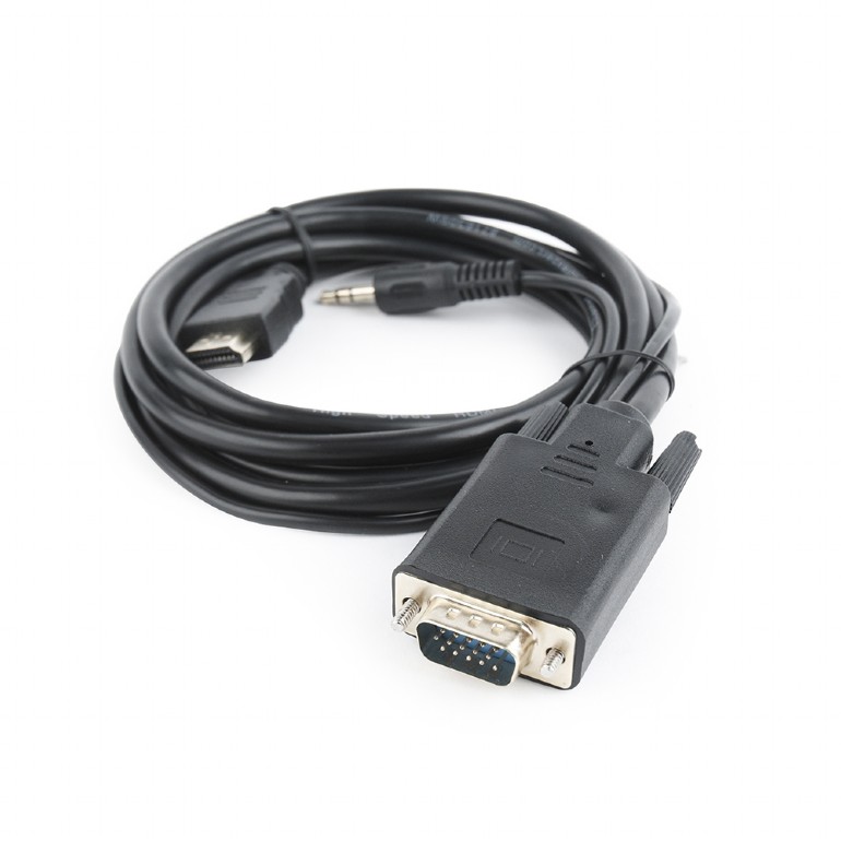 Кабель Cablexpert HDMI - VGA+3.5 мм V 1.4 (M/M), 1.8 м, чорний (A-HDMI-VGA-03-6) пакет